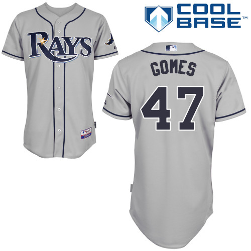 Brandon Gomes #47 MLB Jersey-Tampa Bay Rays Men's Authentic Road Gray Cool Base Baseball Jersey